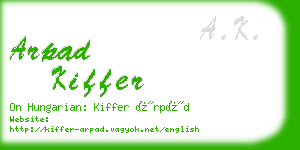 arpad kiffer business card